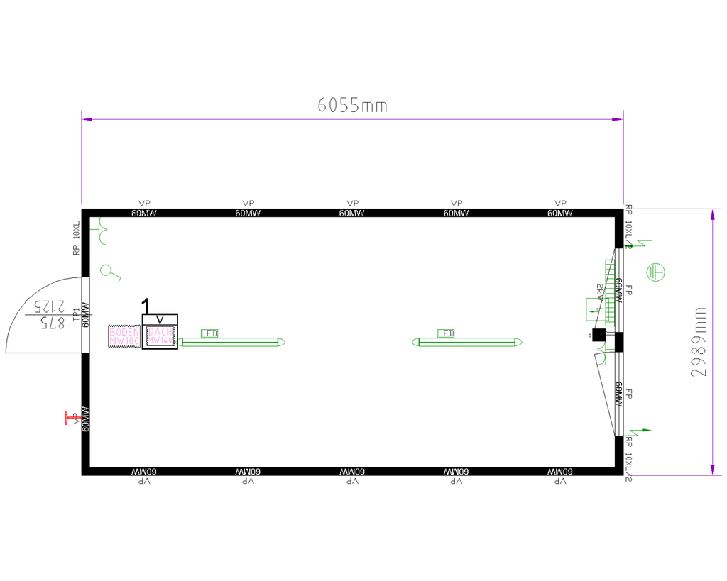 Nieuwe bureelcontainer 6m x 3m DKVK