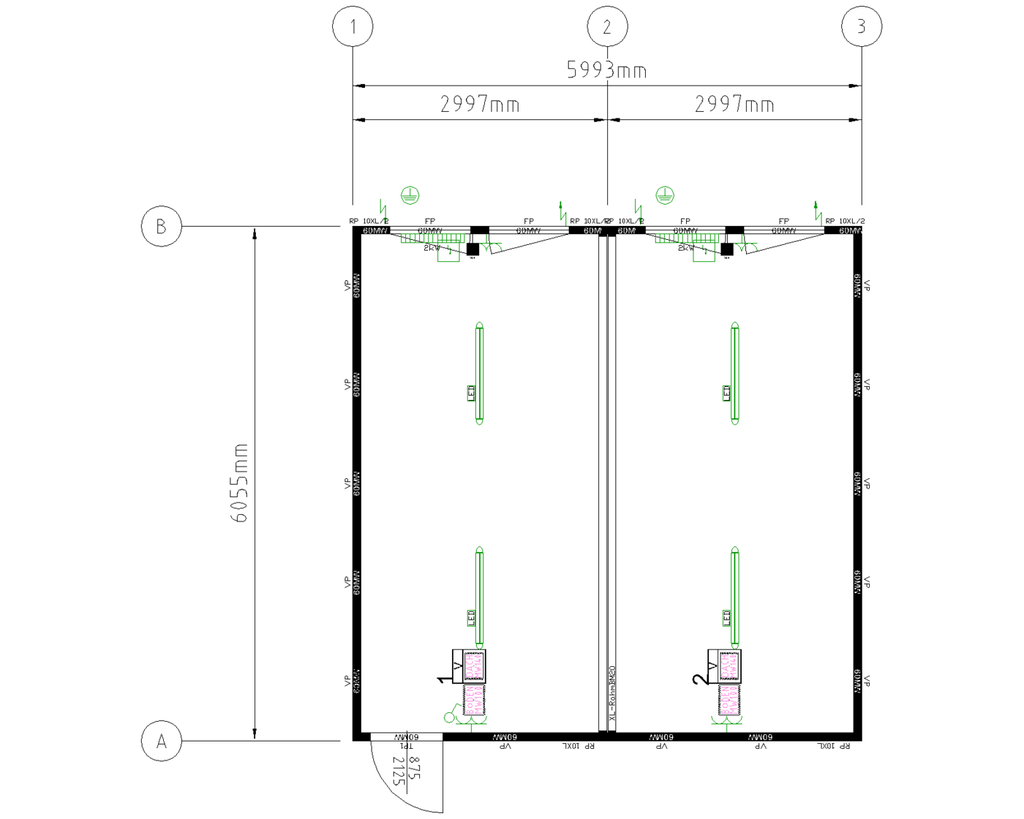 Nieuwe bureelcontainer 6m x 6m