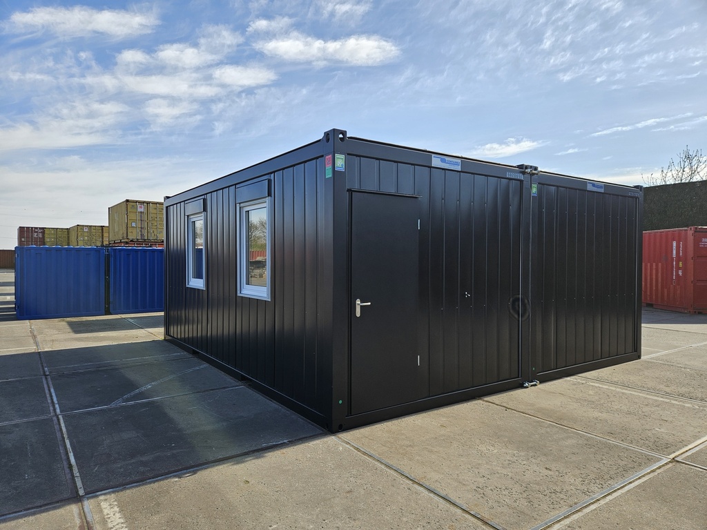 Nieuwe bureelcontainer 6m x 6m DKVLVR Zwart