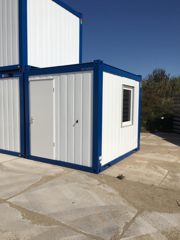 Nieuwe bureelcontainer 3m x 2m40 DKVR Wit/Blauw