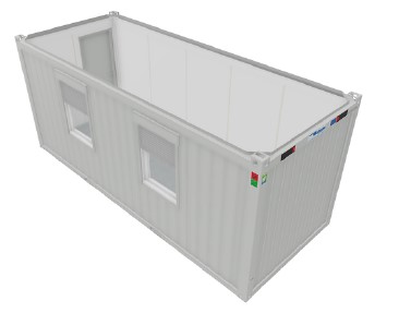 Nieuwe bureelcontainer 6m x 2m40 DKVR Lichtgrijs