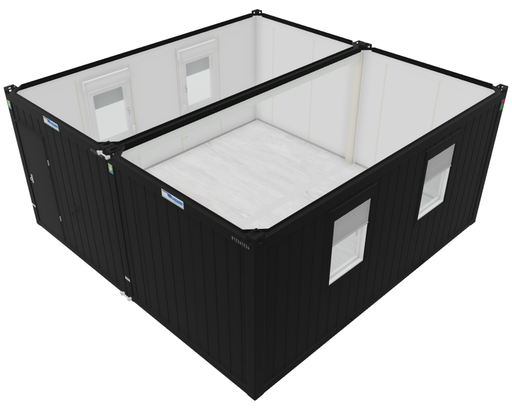 Nieuwe bureelcontainer 6m x 6m DKVLVR Zwart