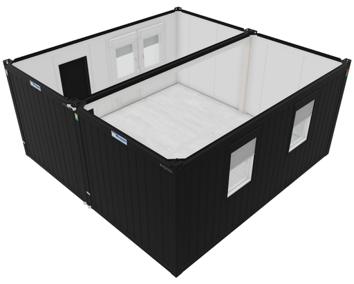 Nieuwe bureelcontainer 6m x 6m DLVLVR Zwart 